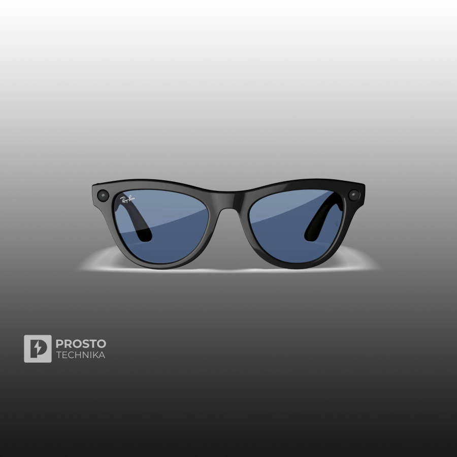 Ray-Ban Skyler (Gen 1) Глянцевый Чёрный с Прозрачно-Голубыми линзами